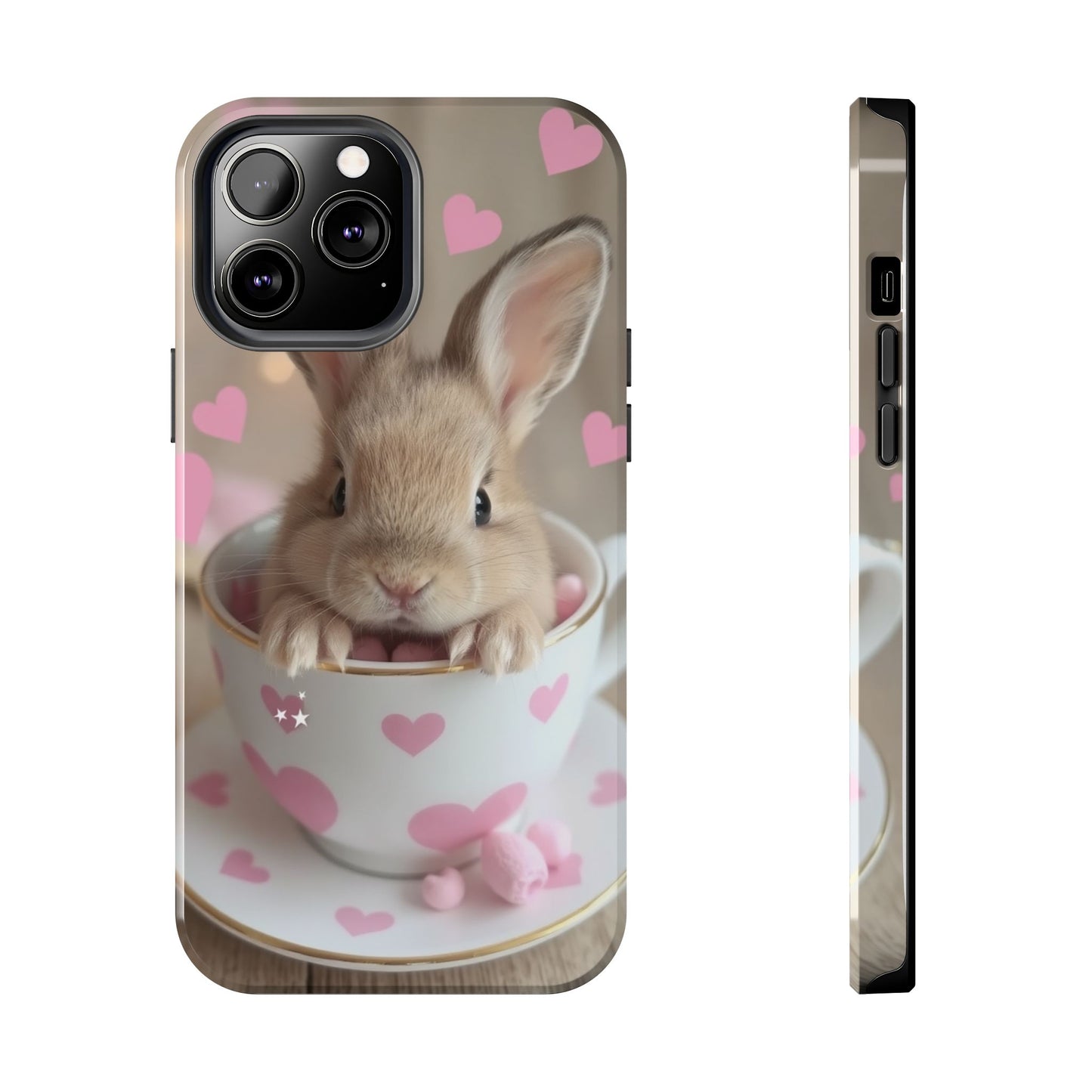 Adorable Bunny Phone Case with Heart Design - Cute Gift for Animal Lovers