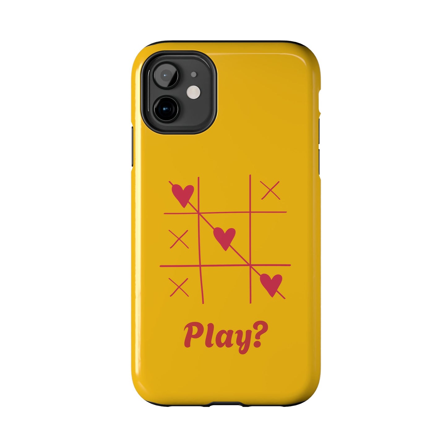 Heart Game Tough Phone Case - Fun Yellow Design for Gamers & Loved Ones - for iPhone