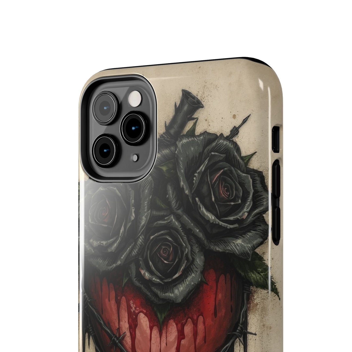 Gothic Heart Phone Case with Roses - Tough & Durable Design