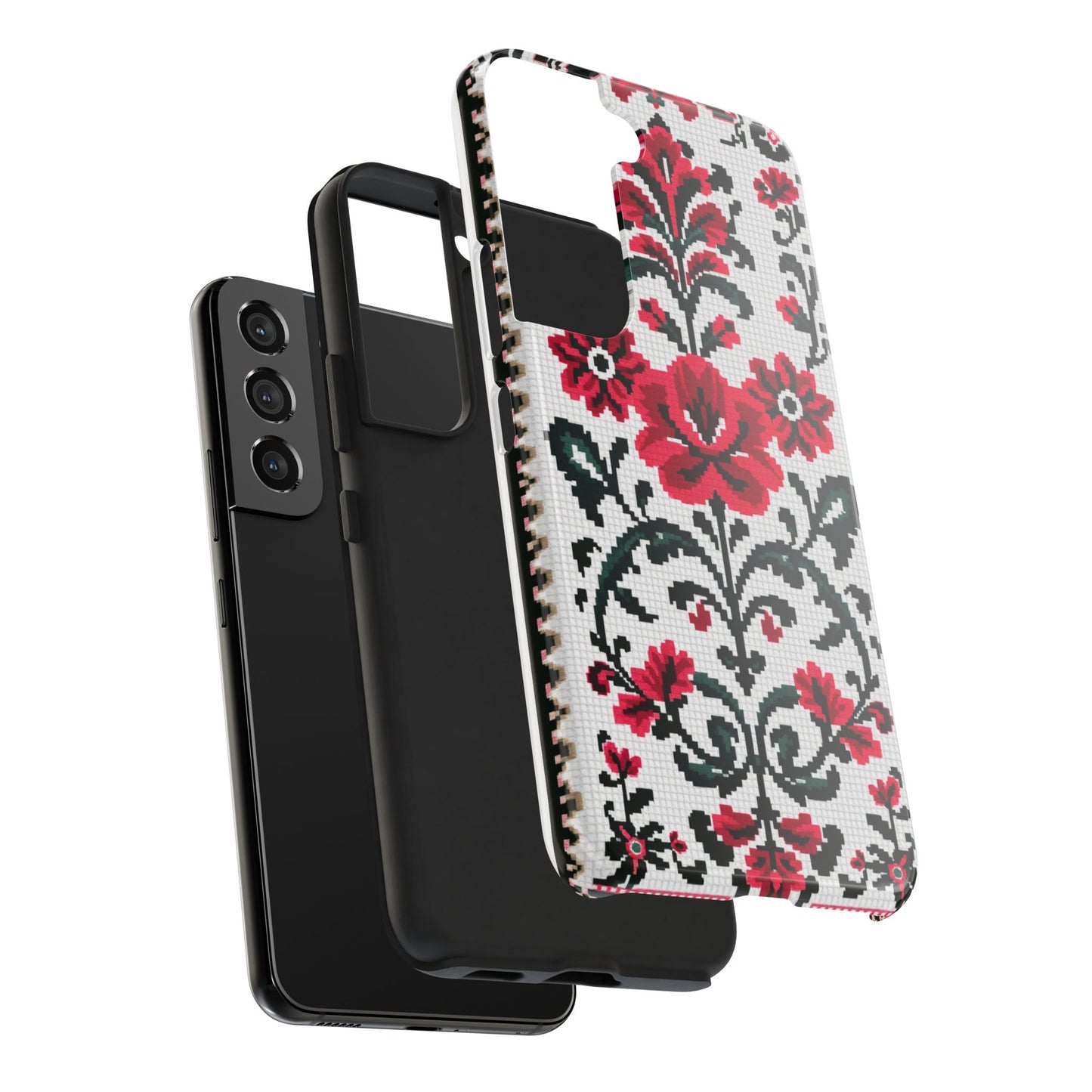 Traditional Floral Knit Tough Phone Cases - Durable Protection with Vintage Style - for iPhone