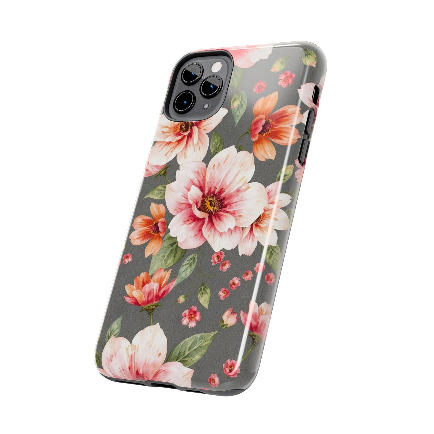 Floral Pink Tough Phone Case - Stylish & Durable Floral Design - for iPhone