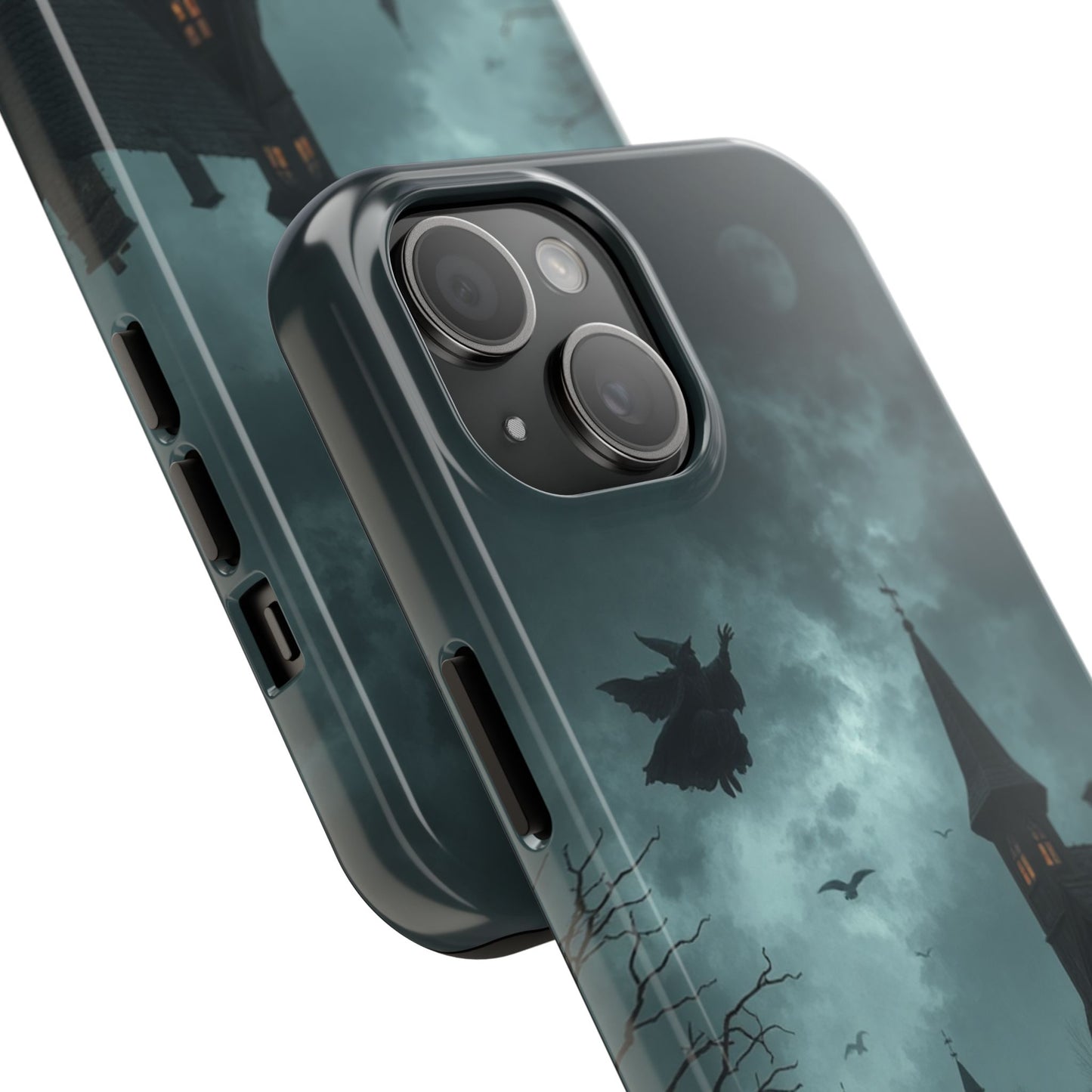 Halloween-Themed Tough Phone Case with Spooky House Design