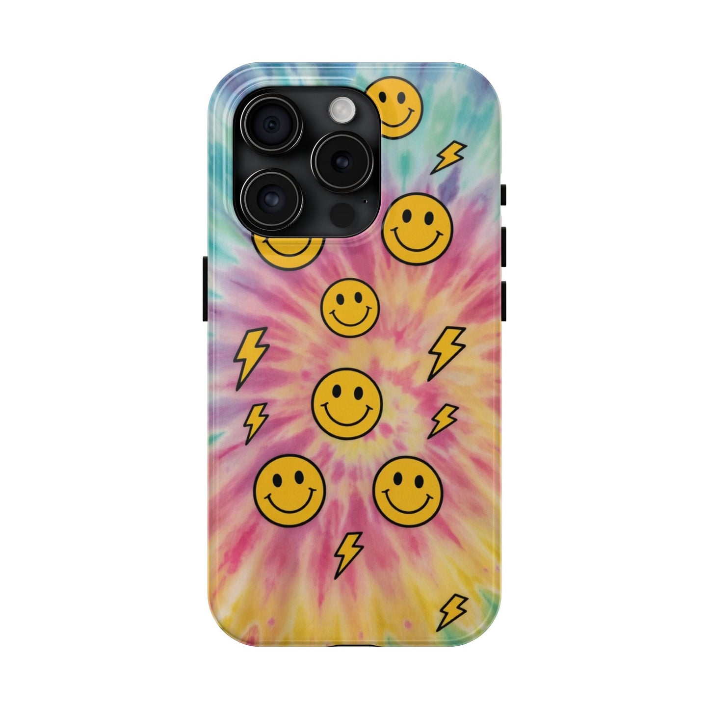 Colorful Smiley Lightning Tough Phone Case - Fun & Durable