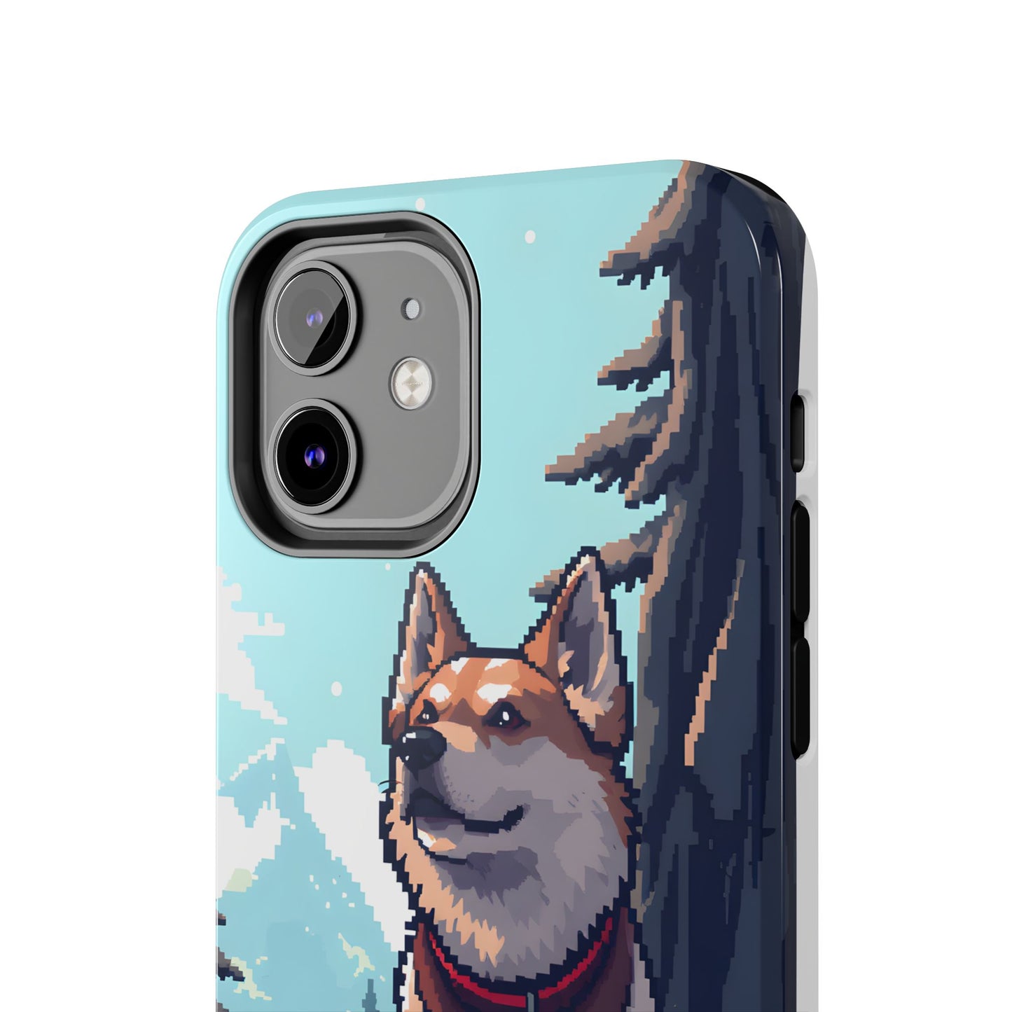 Retro Dog Adventure Tough Phone Case - Pixel Art Shiba Inu Design - for iPhone