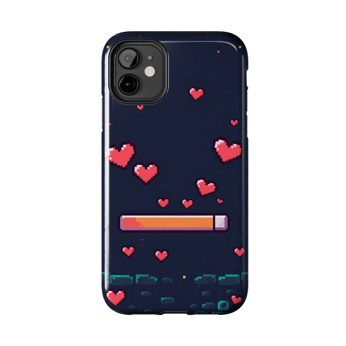 Pixel Heart Tough Phone Case - Retro Gamer Style for Valentine's Day