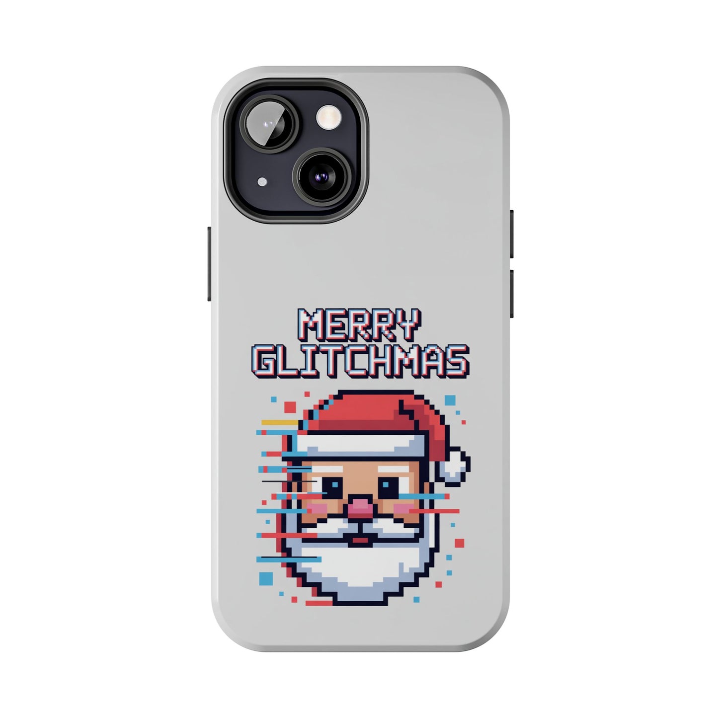 Merry Glitchmas Phone Case - Christmas Pixel Art Design for iPhone