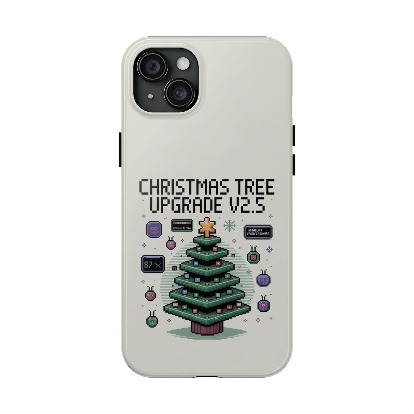 Christmas Tree Upgrade Tough iPhone Case - Pixel Art Design