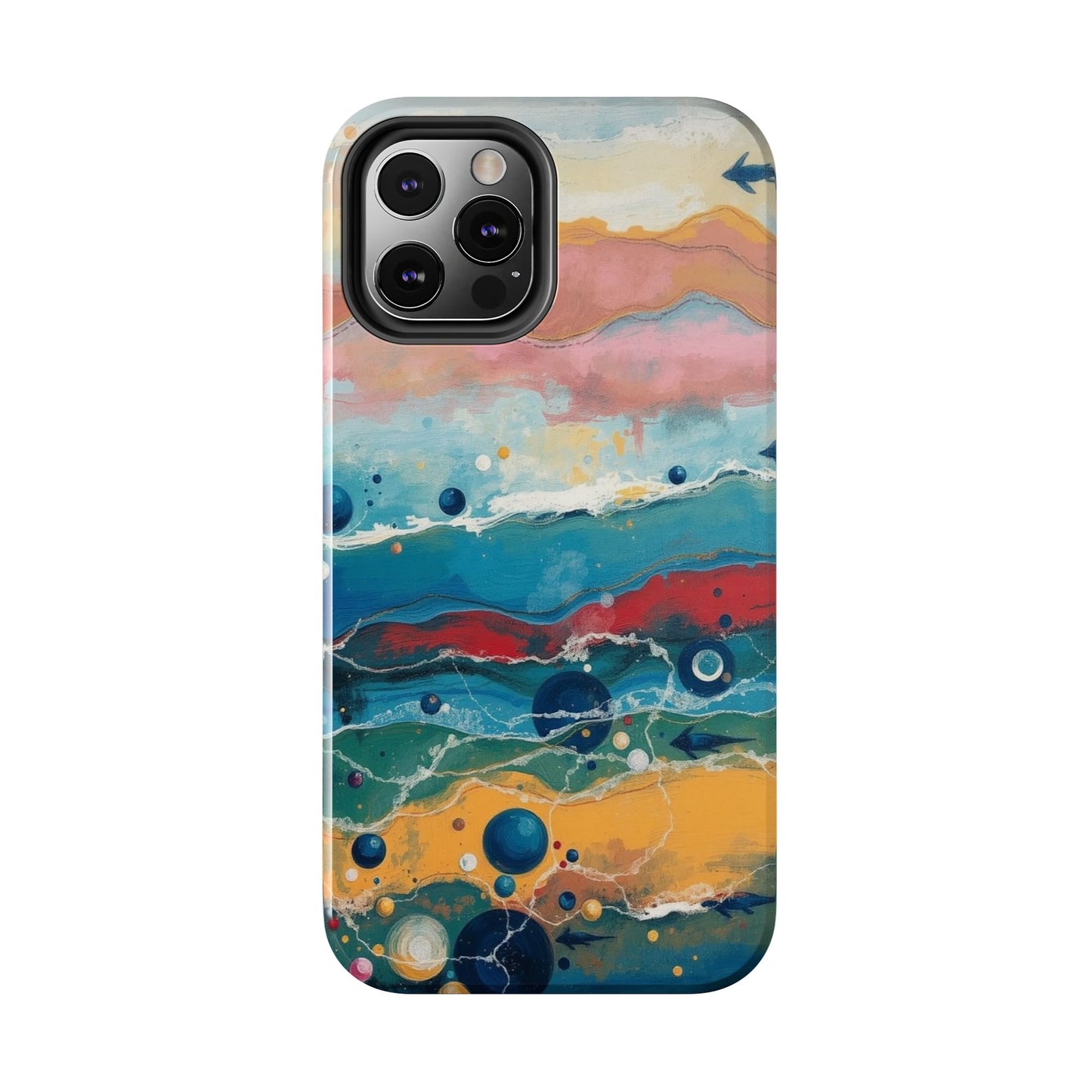 Artistic Tough Phone Case - Vibrant Waves Design for Unique Style