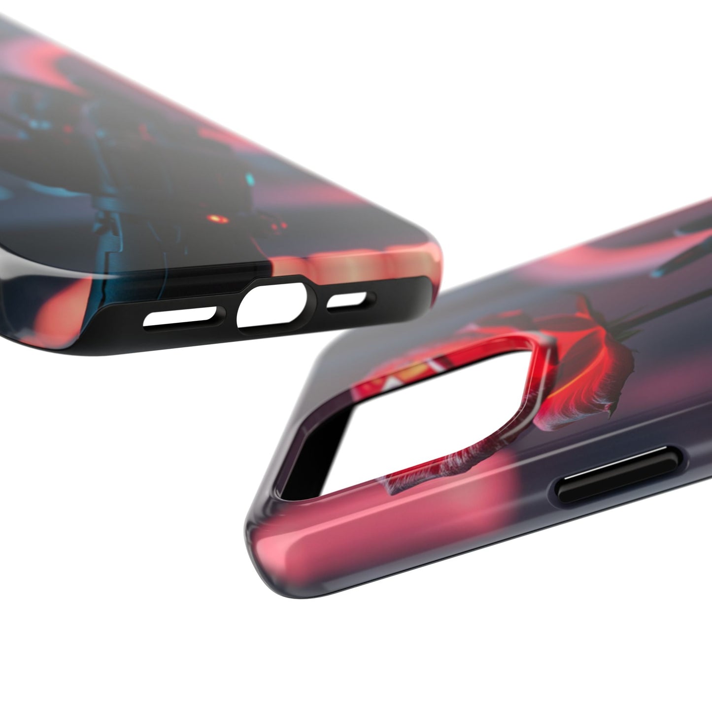 Futuristic Tough Phone Case with Robotic Rose Design | Durable Protection