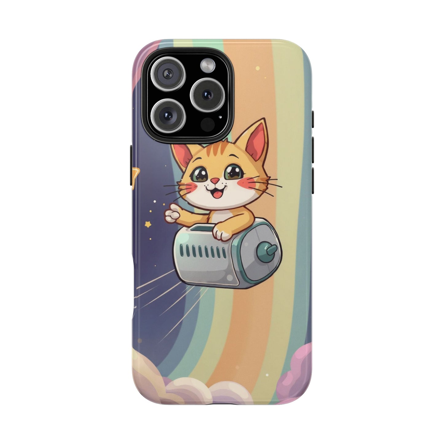 Cute Cat Rocket Phone Case - Vibrant and Playful Tough Case
