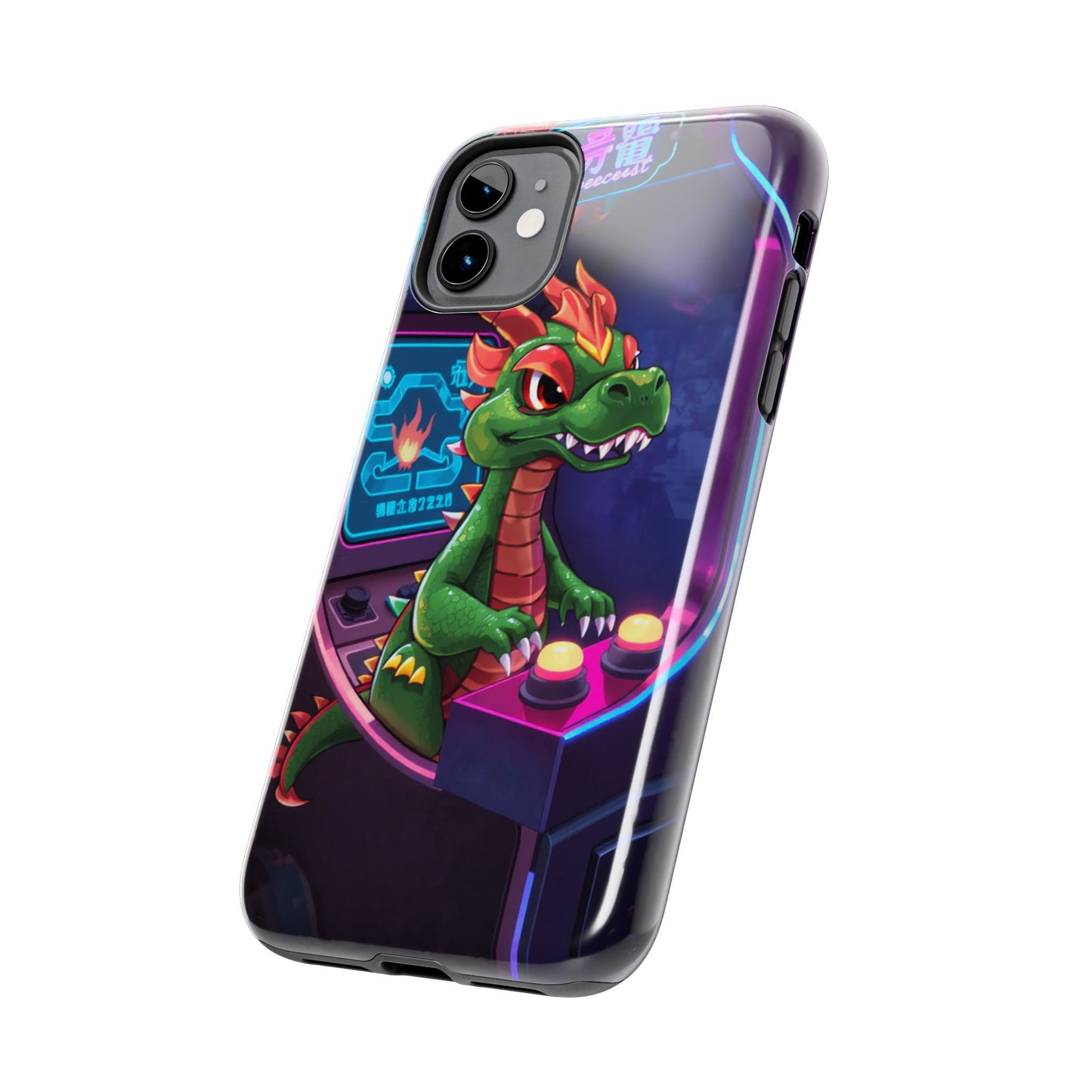 Retro Gamer Tough Phone Case with Dragon Design