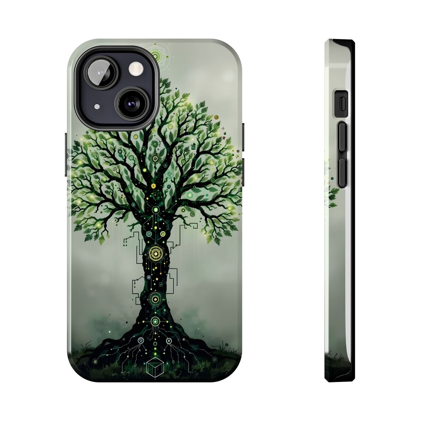 Nature-Inspired Tough Phone Case with Tech Tree Design - for iPhone