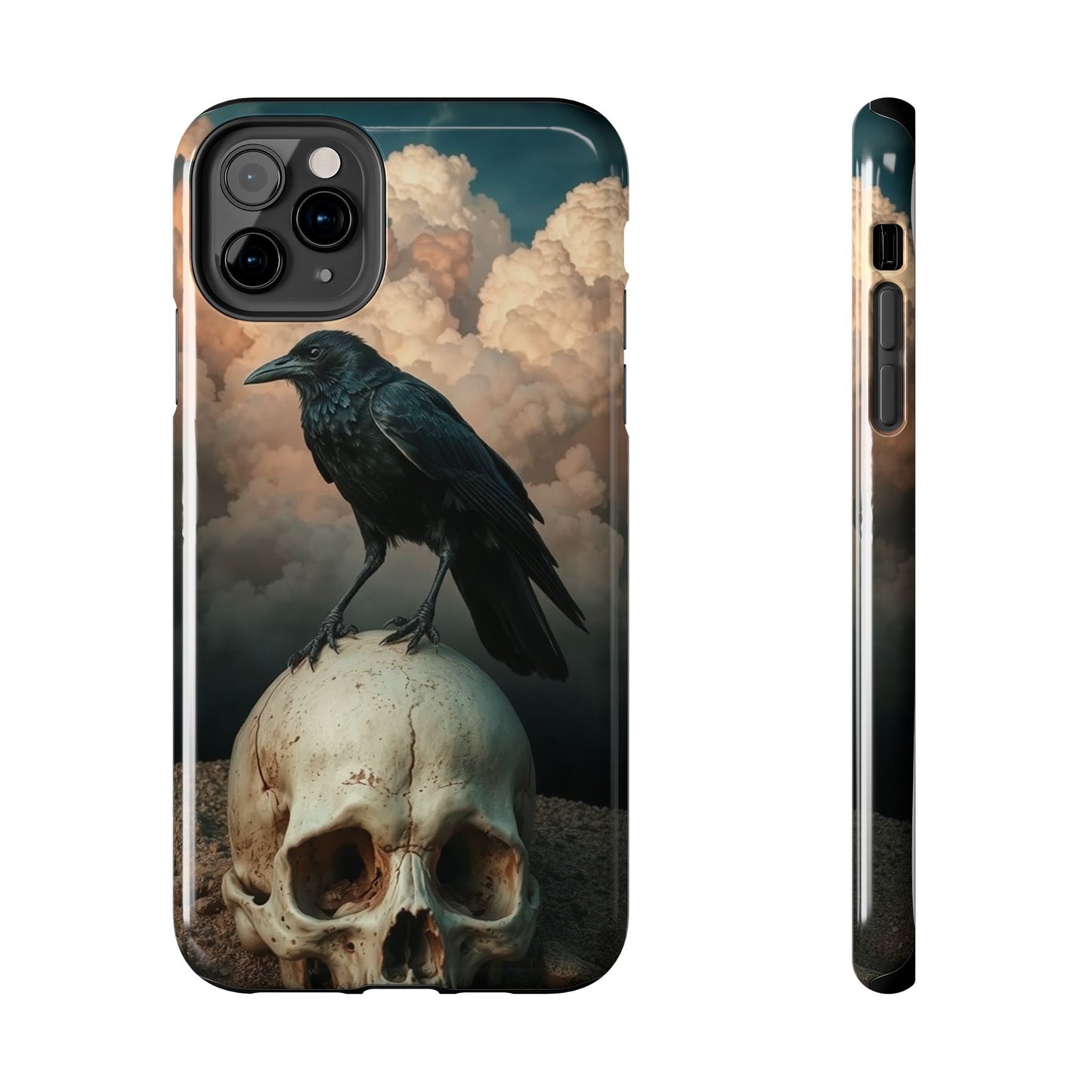 Gothic Raven Skull Tough Phone Case - Unique Protective Cover for Halloween Lovers
