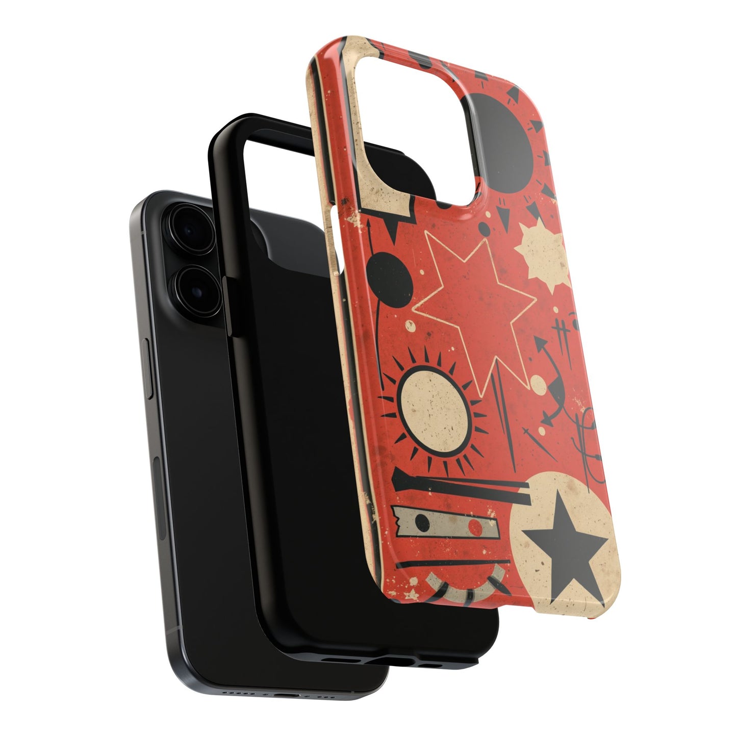 Retro Bold Tough Phone Case - Unique Geometric Design - for iPhone