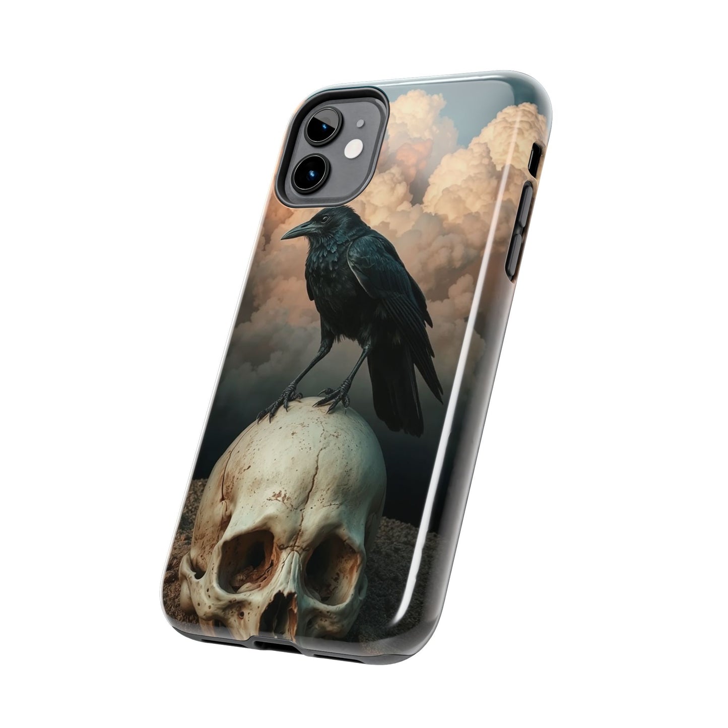 Gothic Raven Skull Tough Phone Case - Unique Protective Cover for Halloween Lovers
