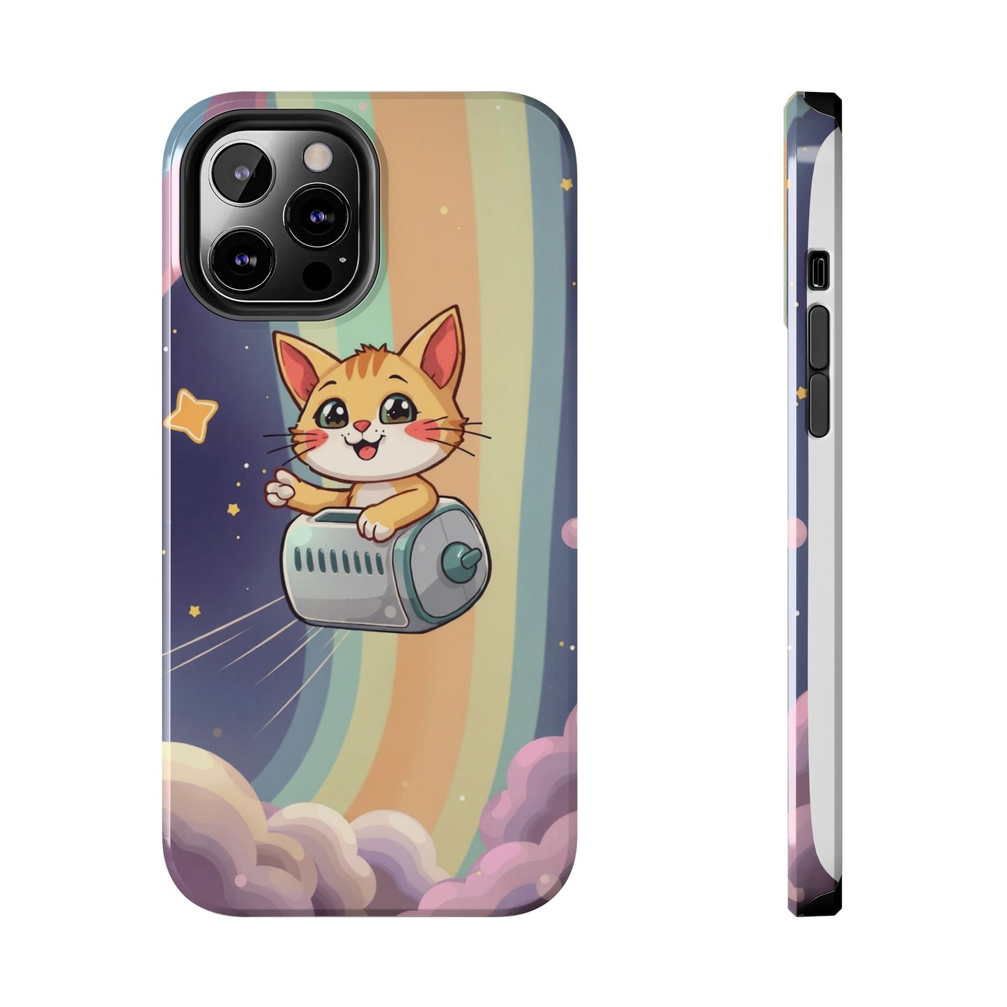 Cute Cat Rocket Phone Case - Vibrant and Playful Tough Case