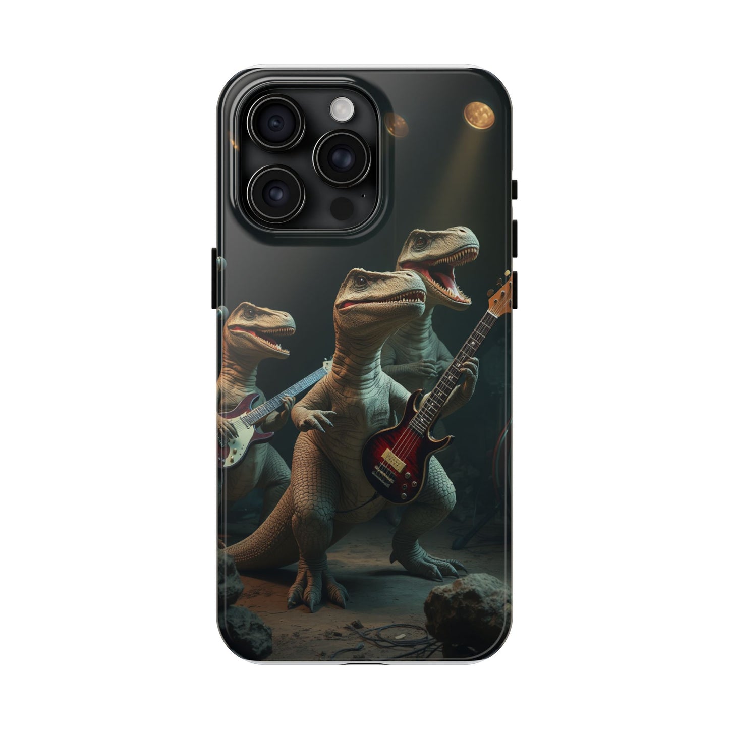 Rockin' Dinosaur Tough Phone Cases - Perfect for Music Lovers and Kids!