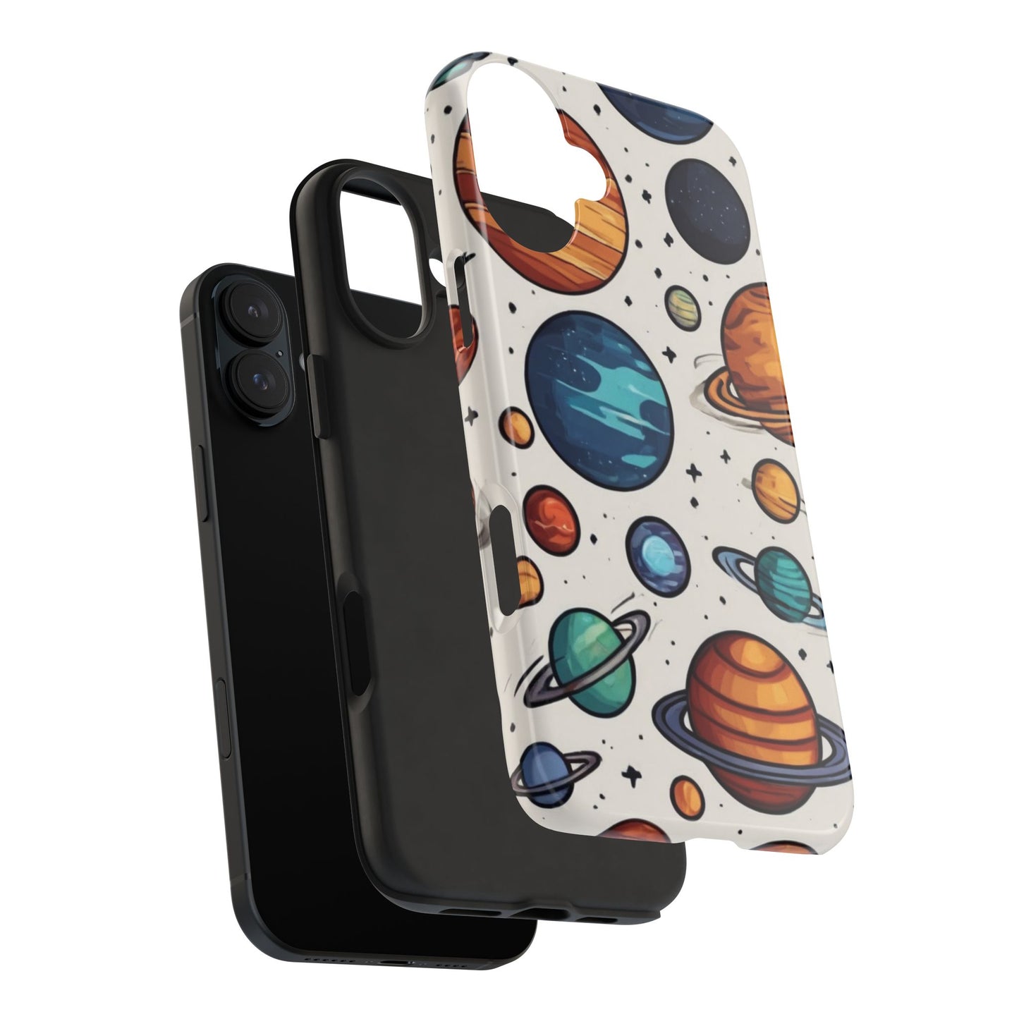 Cosmic Galaxy Tough Phone Case - Planetary Cartoon Design - for iPhone