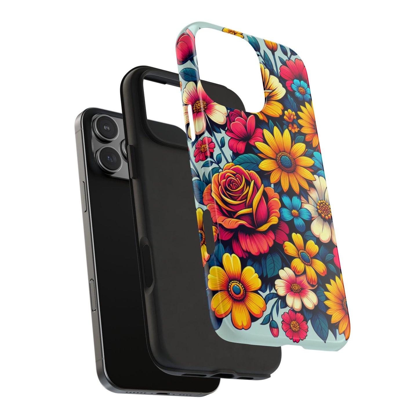 Vibrant Floral Tough Phone Case - Colorful Flower Design - for iPhone