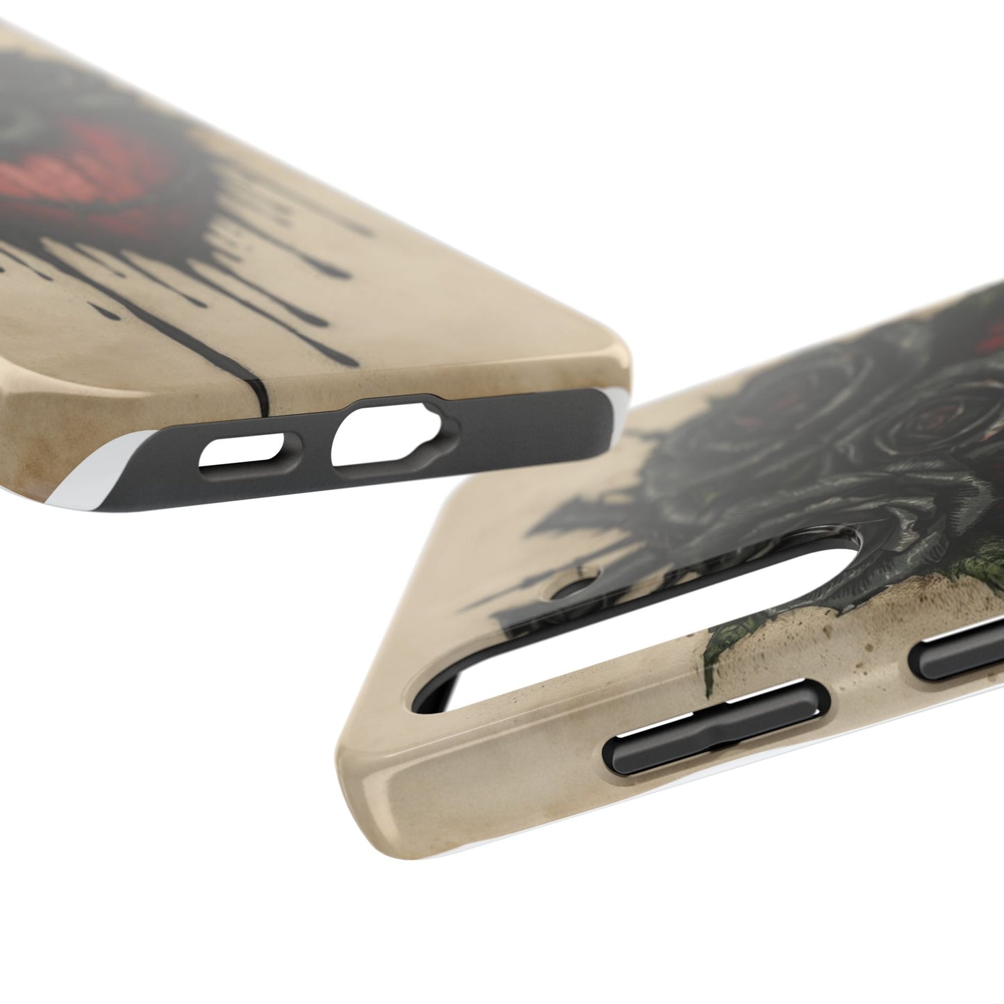 Gothic Heart Phone Case with Roses - Tough & Durable Design