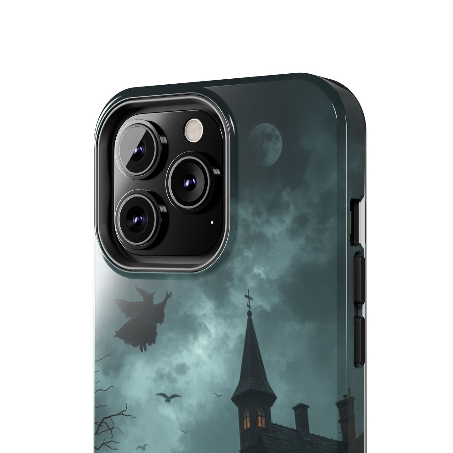 Halloween-Themed Tough Phone Case with Spooky House Design