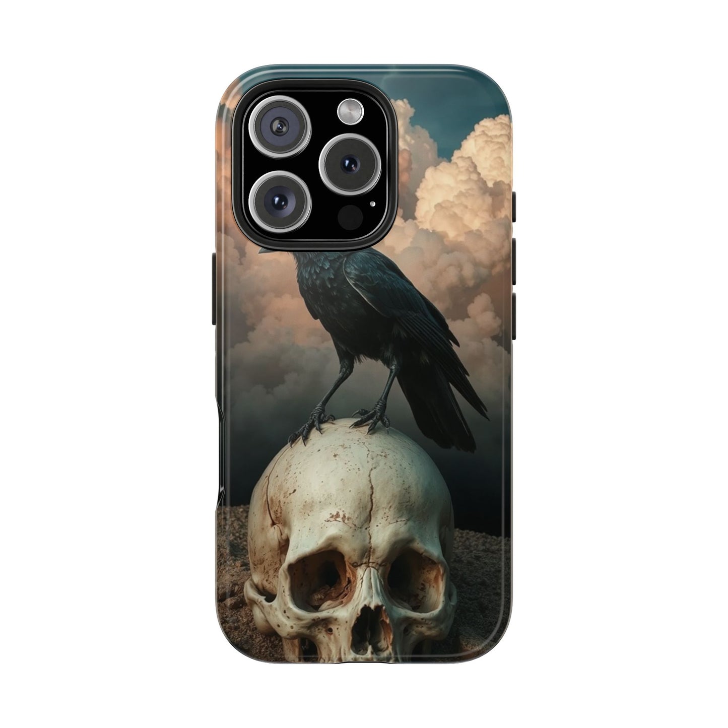 Gothic Raven Skull Tough Phone Case - Unique Protective Cover for Halloween Lovers