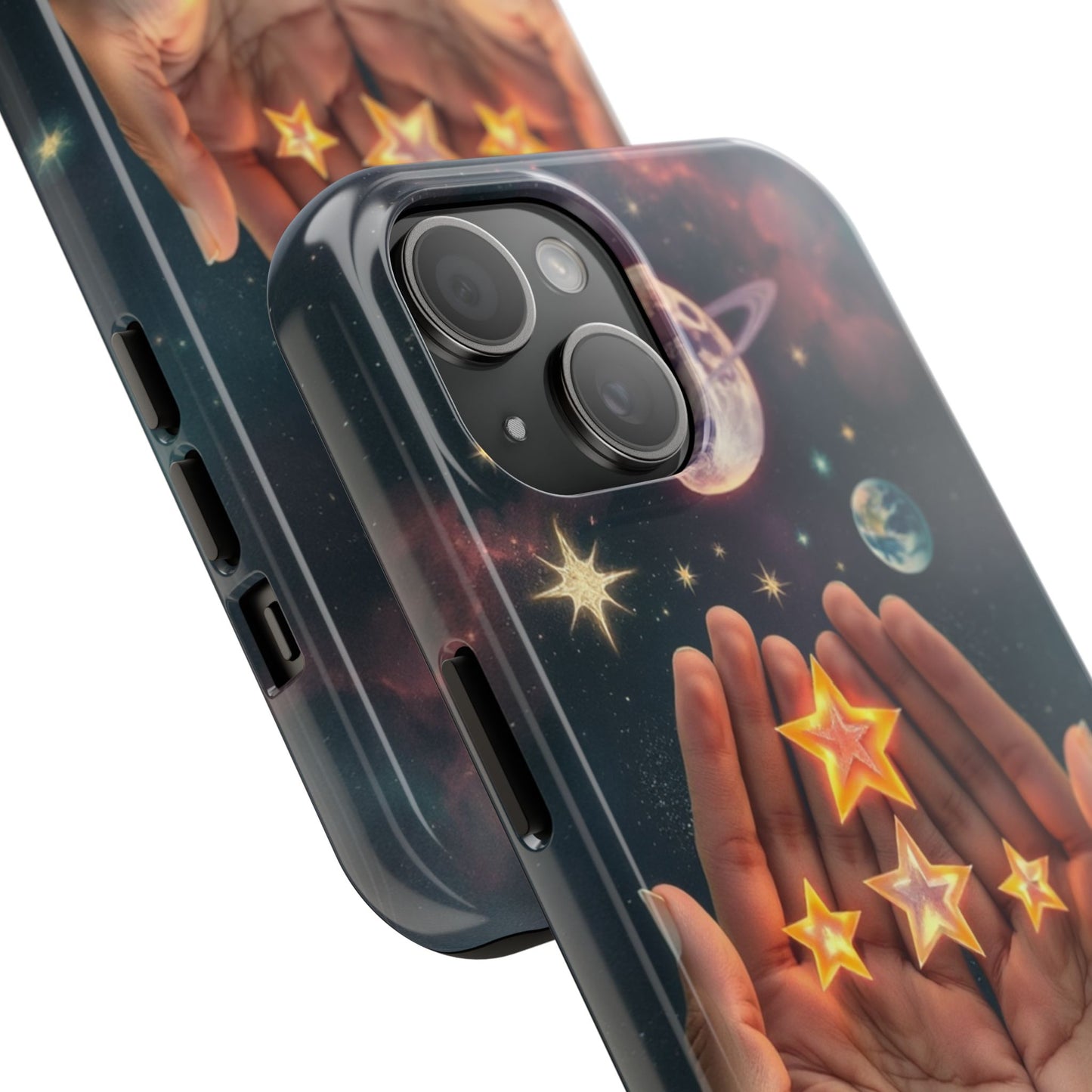 Galaxy Hands Tough Phone Case - Celestial Design for Star Lovers