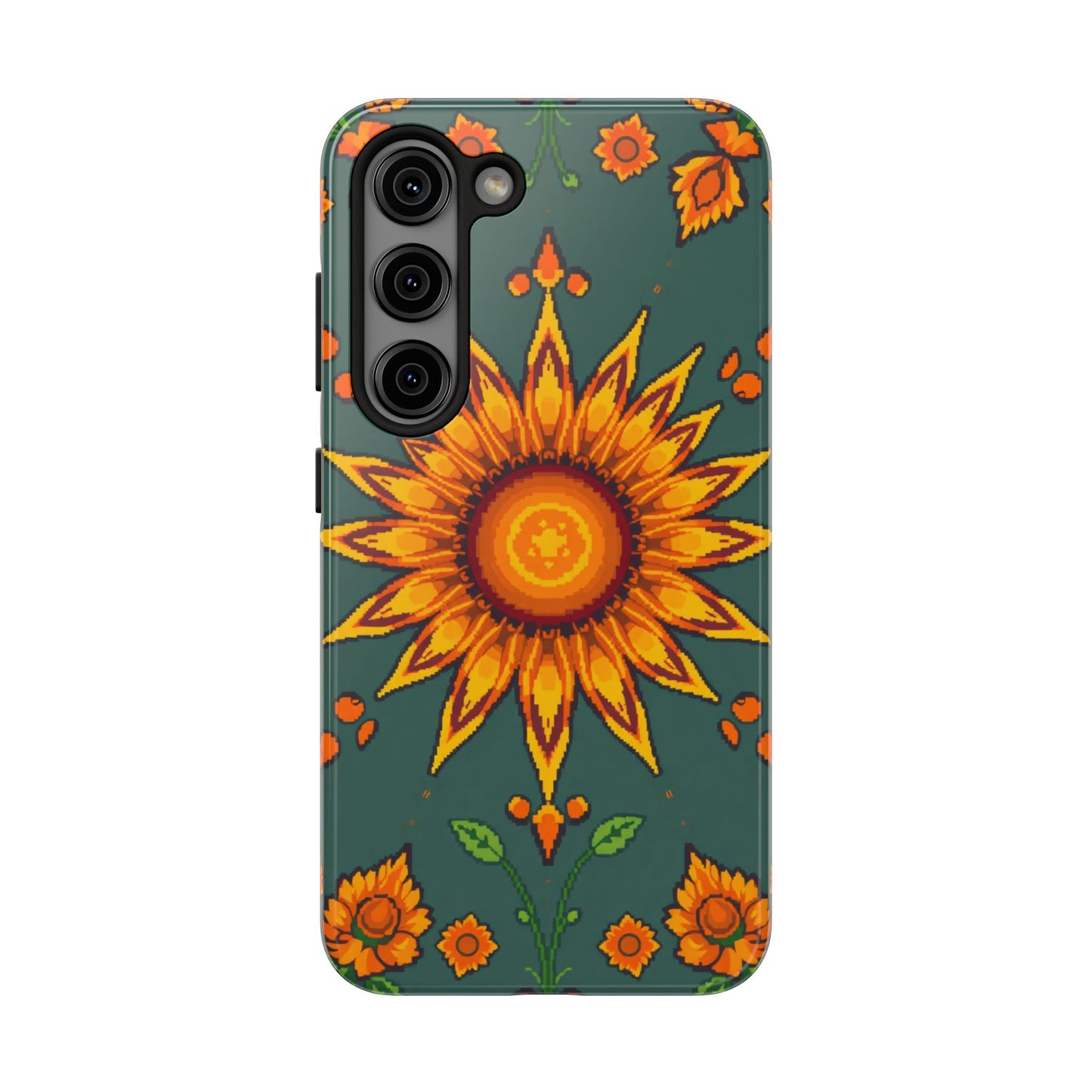 Pixelated Vibrant Floral Tough Phone Case | Sunflower Design for Nature Lovers - for iPhone
