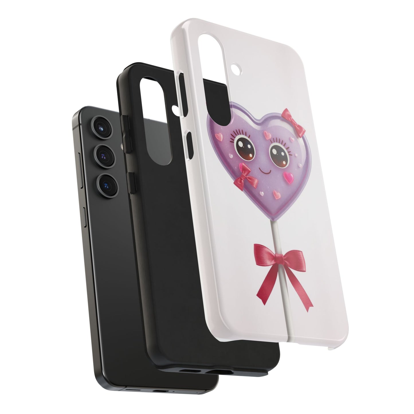 Cute Heart Lollipop Tough Phone Case - Adorable Protection for Candy Lovers