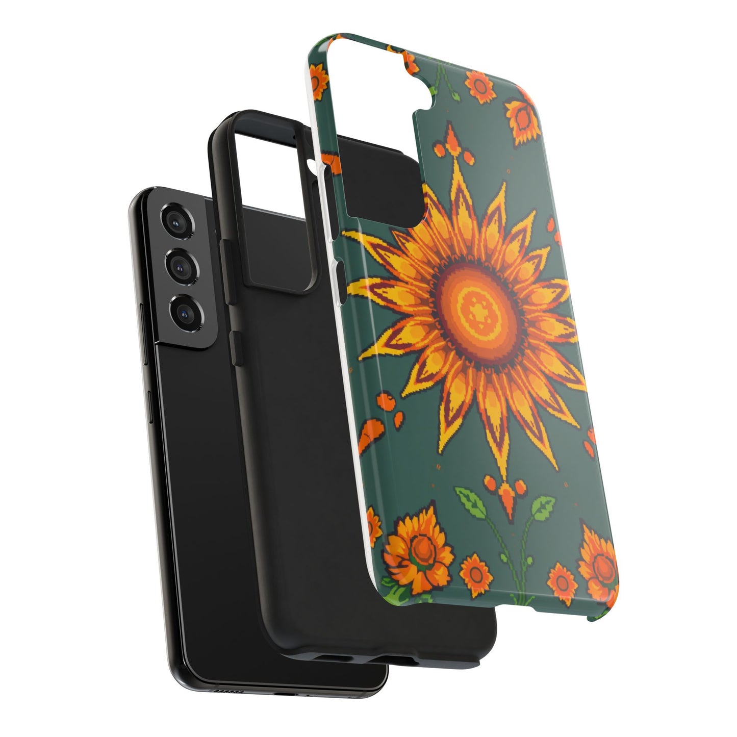 Pixelated Vibrant Floral Tough Phone Case | Sunflower Design for Nature Lovers - for iPhone