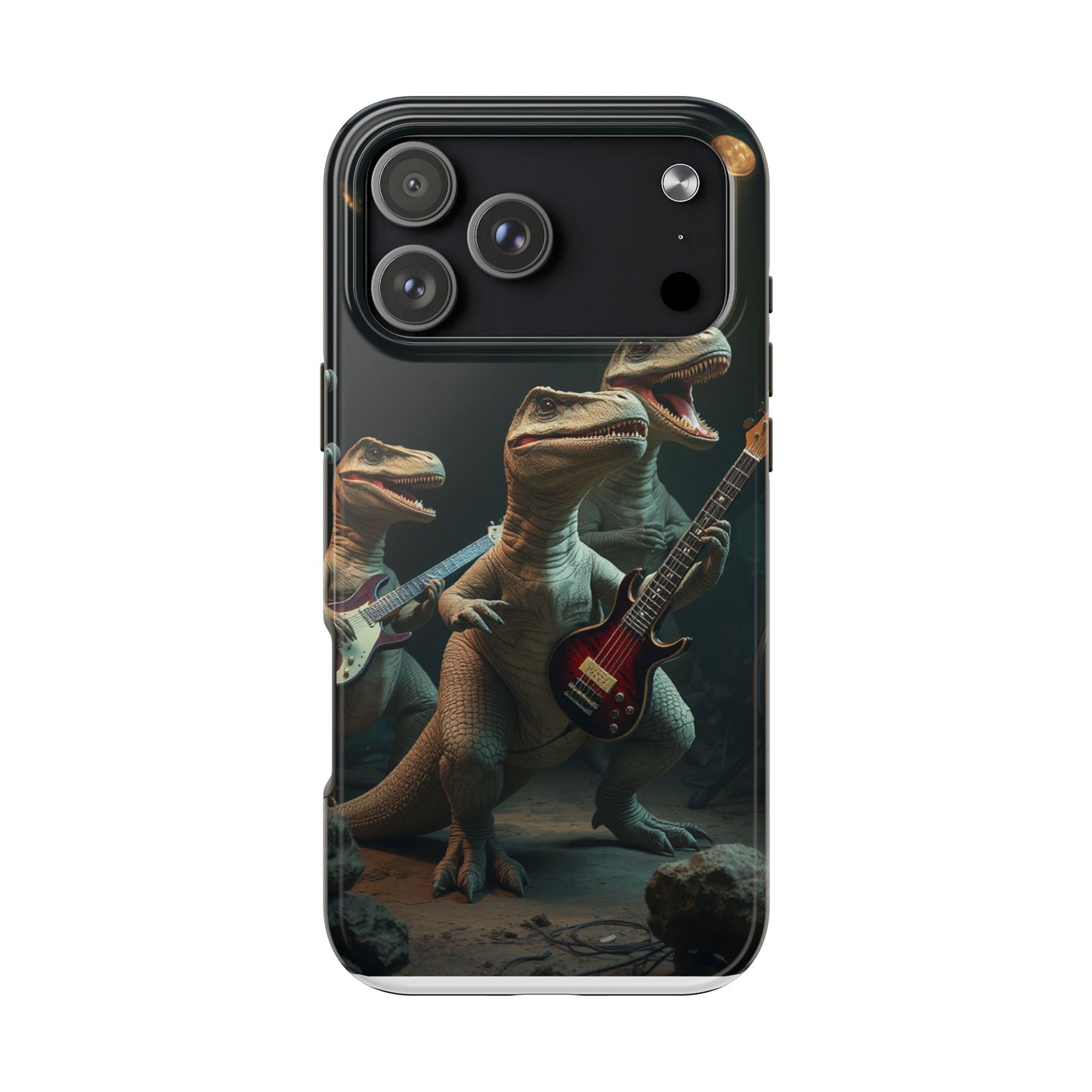 Rockin' Dinosaur Tough Phone Cases - Perfect for Music Lovers and Kids!