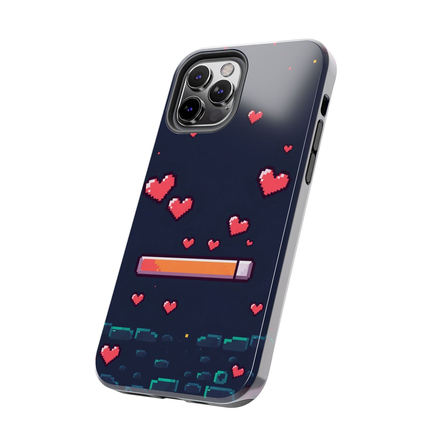 Pixel Heart Tough Phone Case - Retro Gamer Style for Valentine's Day