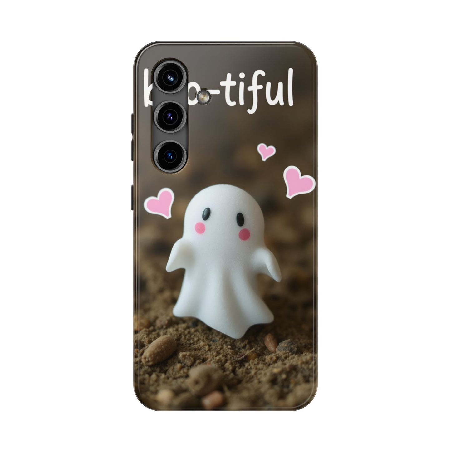 Cute Ghost Tough Phone Case - Beautiful Design with Heart Accents