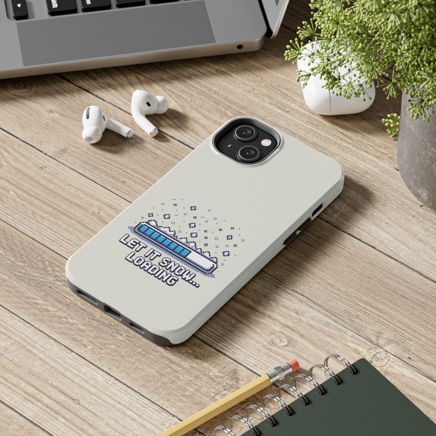 Snowy Vibe Tough Phone Case - Let It Snow Loading Design Pixel Art