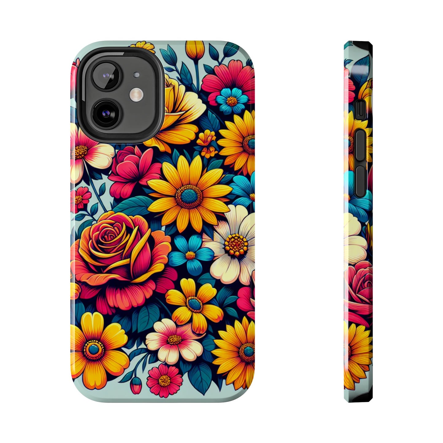 Vibrant Floral Tough Phone Case - Colorful Flower Design - for iPhone