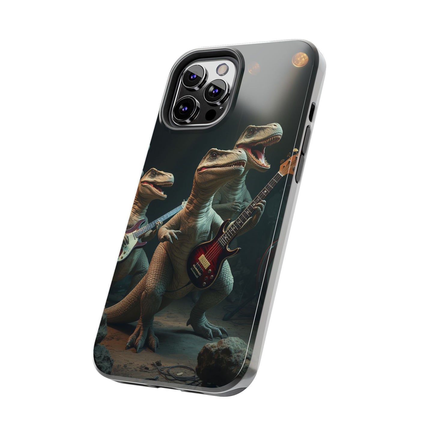 Rockin' Dinosaur Tough Phone Cases - Perfect for Music Lovers and Kids!