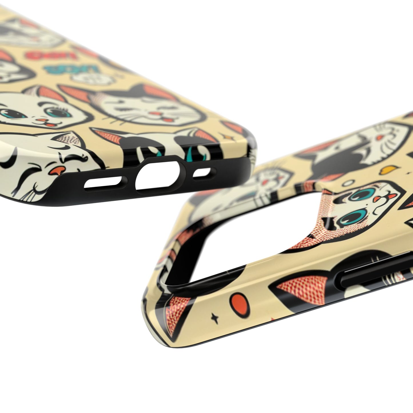 Playful Cat-Themed Tough Phone Case - Pet Pattern - for iPhone