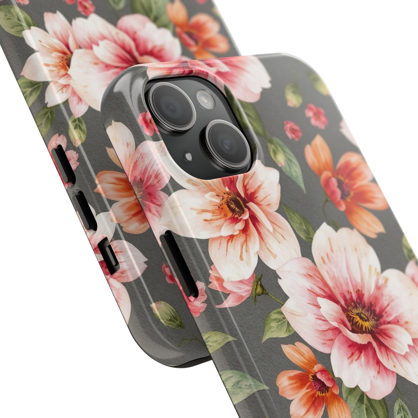 Floral Pink Tough Phone Case - Stylish & Durable Floral Design - for iPhone
