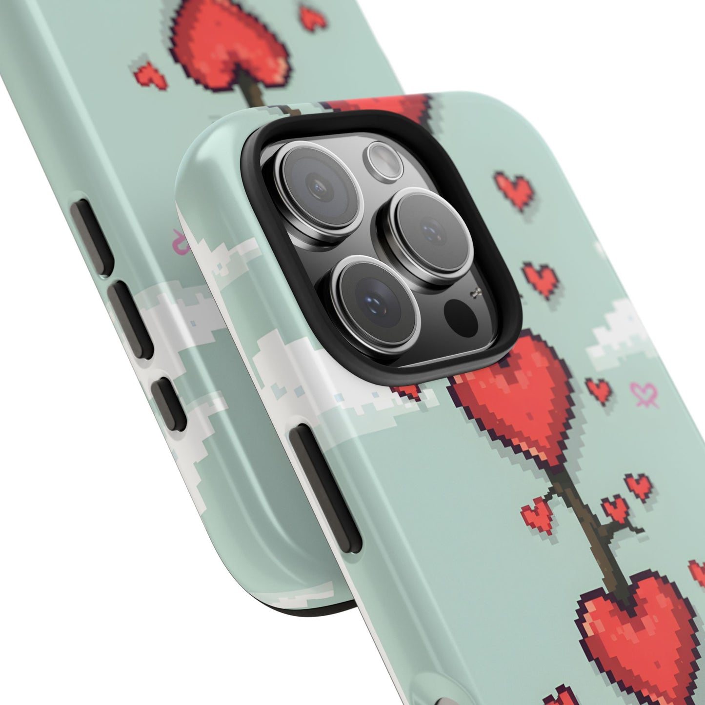 Pixelated Love Hearts Tree | Tough Phone Case - Cute Design - for iPhone