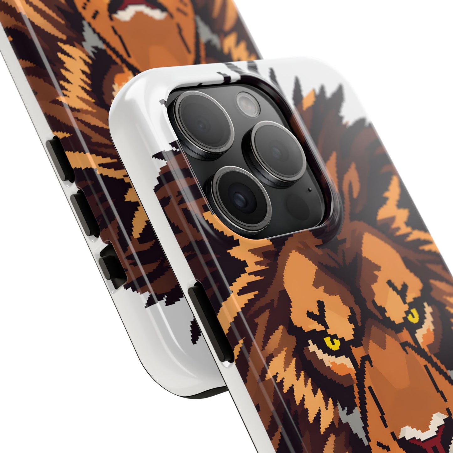 Fierce Pixelated Lion Tough Phone Case - Durable Design for Animal Lovers - for iPhone