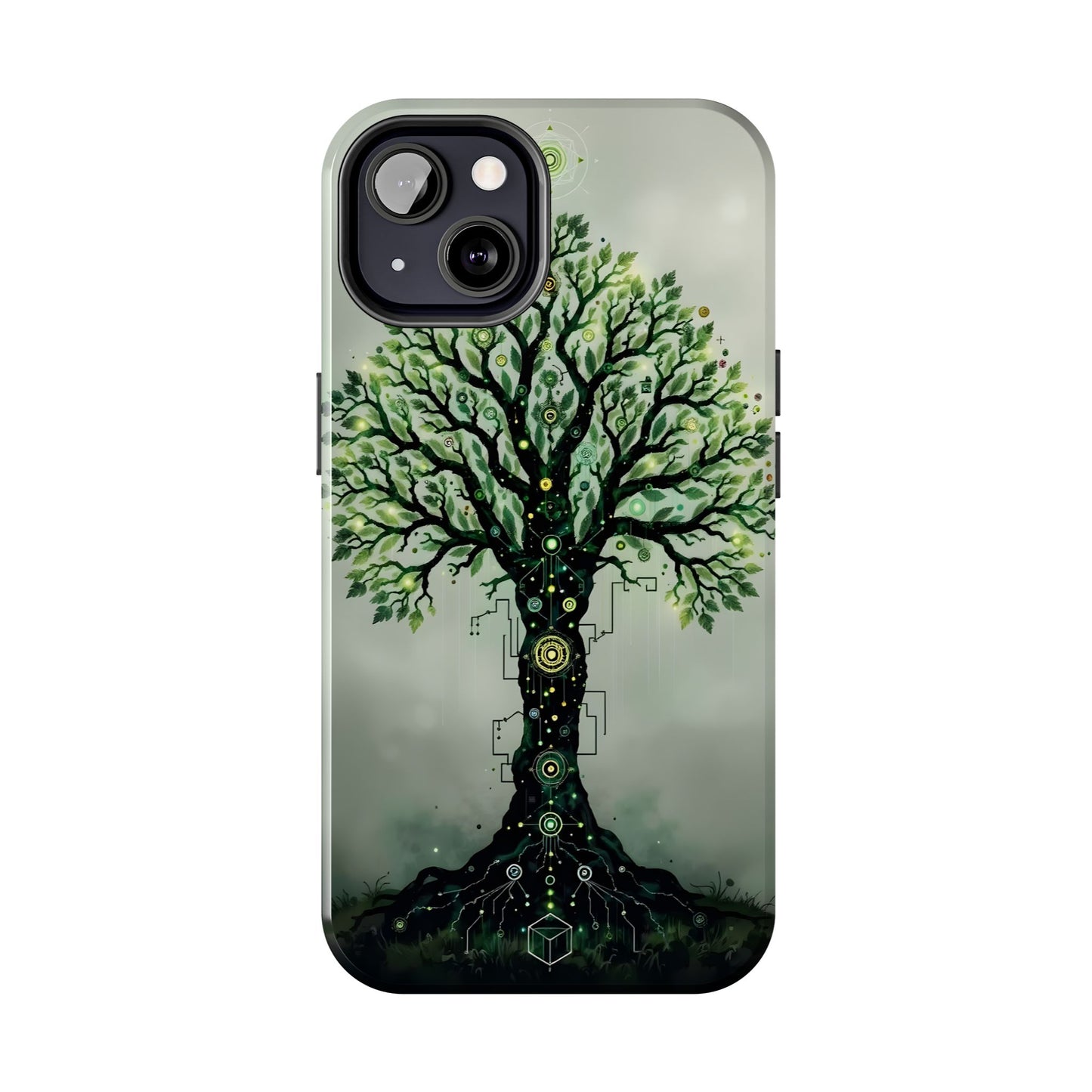 Nature-Inspired Tough Phone Case with Tech Tree Design - for iPhone