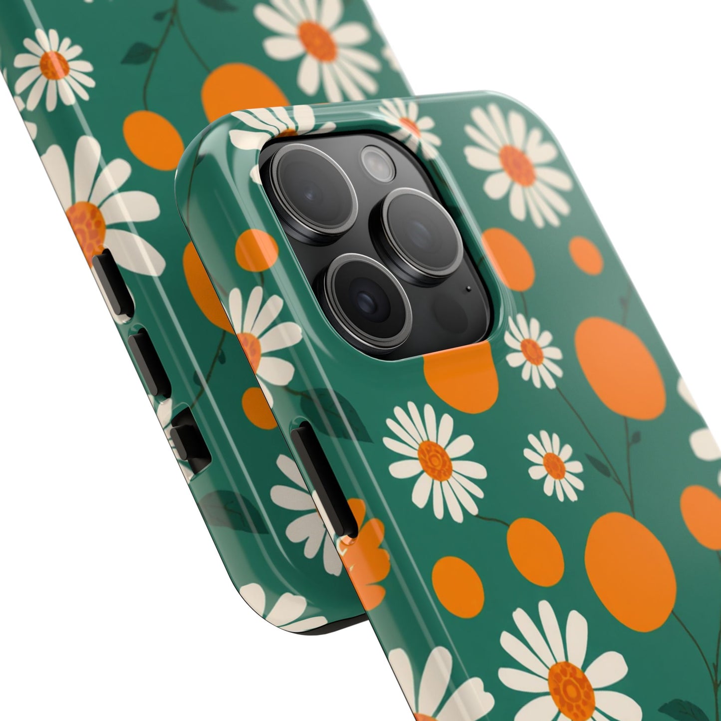 Floral Tough Phone Case - Daisy & Orange Design