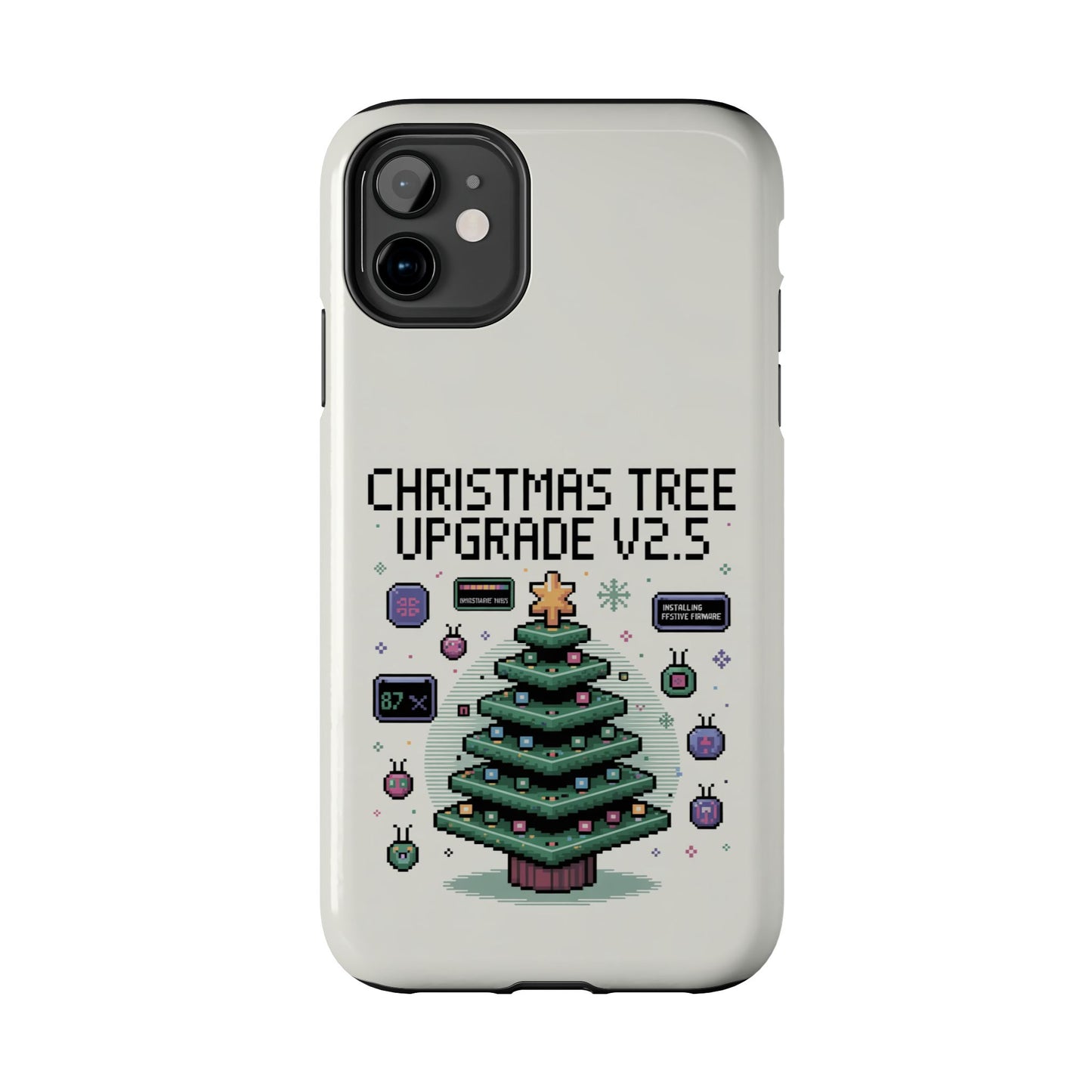Christmas Tree Upgrade Tough iPhone Case - Pixel Art Design