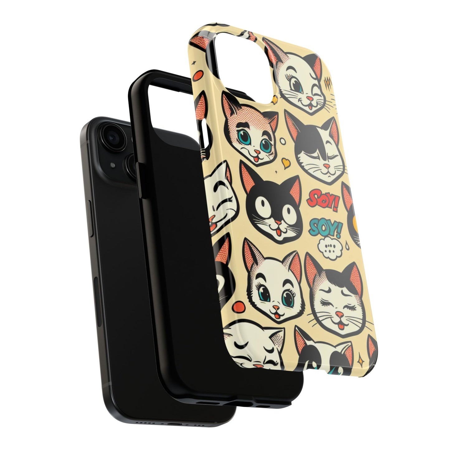 Playful Cat-Themed Tough Phone Case - Pet Pattern - for iPhone