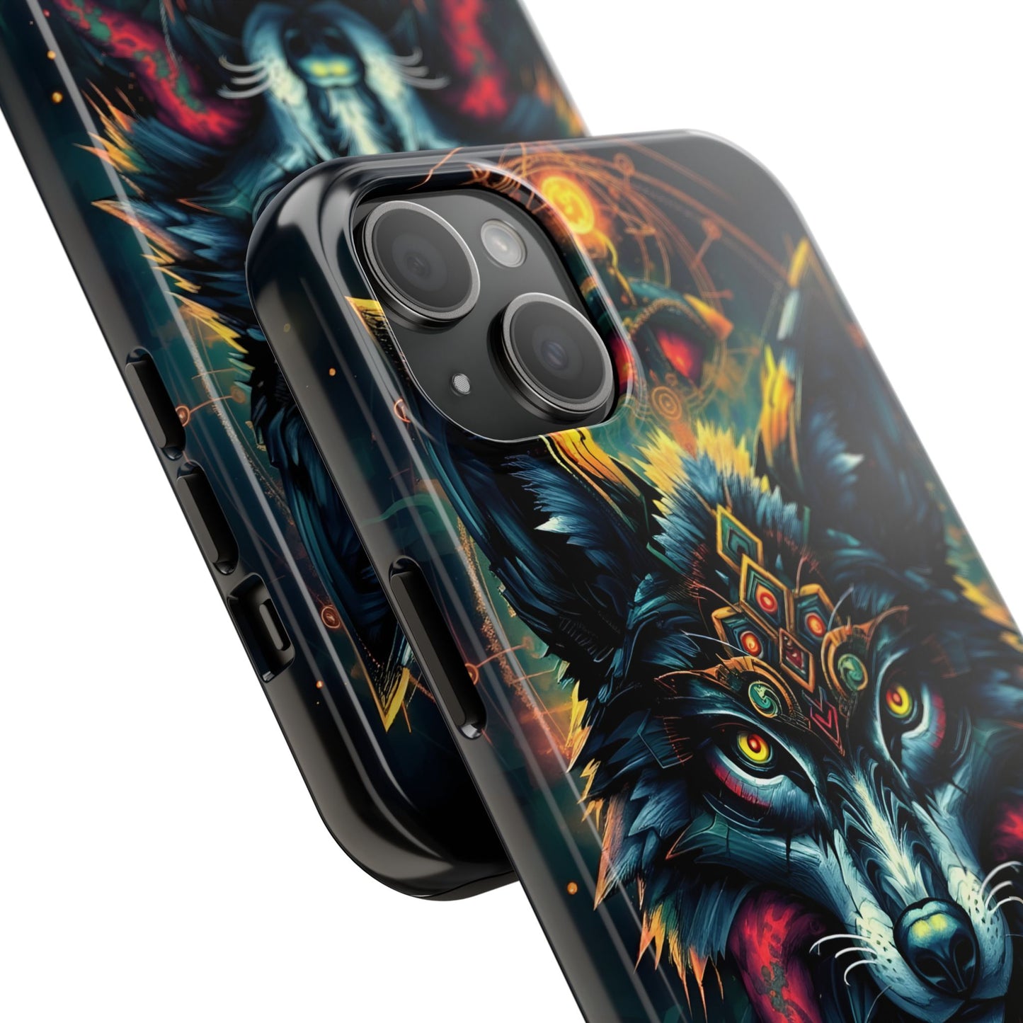 Vibrant Mystical Wolf Art Tough Phone Case - Durable & Unique Design for Animal Lovers - for iPhone