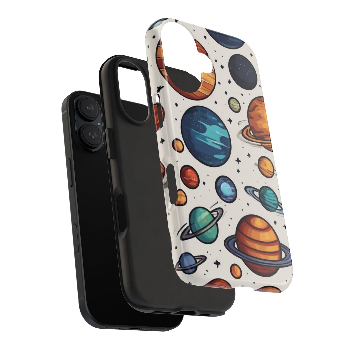 Cosmic Galaxy Tough Phone Case - Planetary Cartoon Design - for iPhone