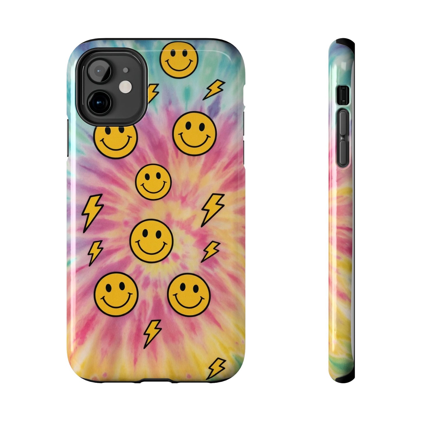 Colorful Smiley Lightning Tough Phone Case - Fun & Durable