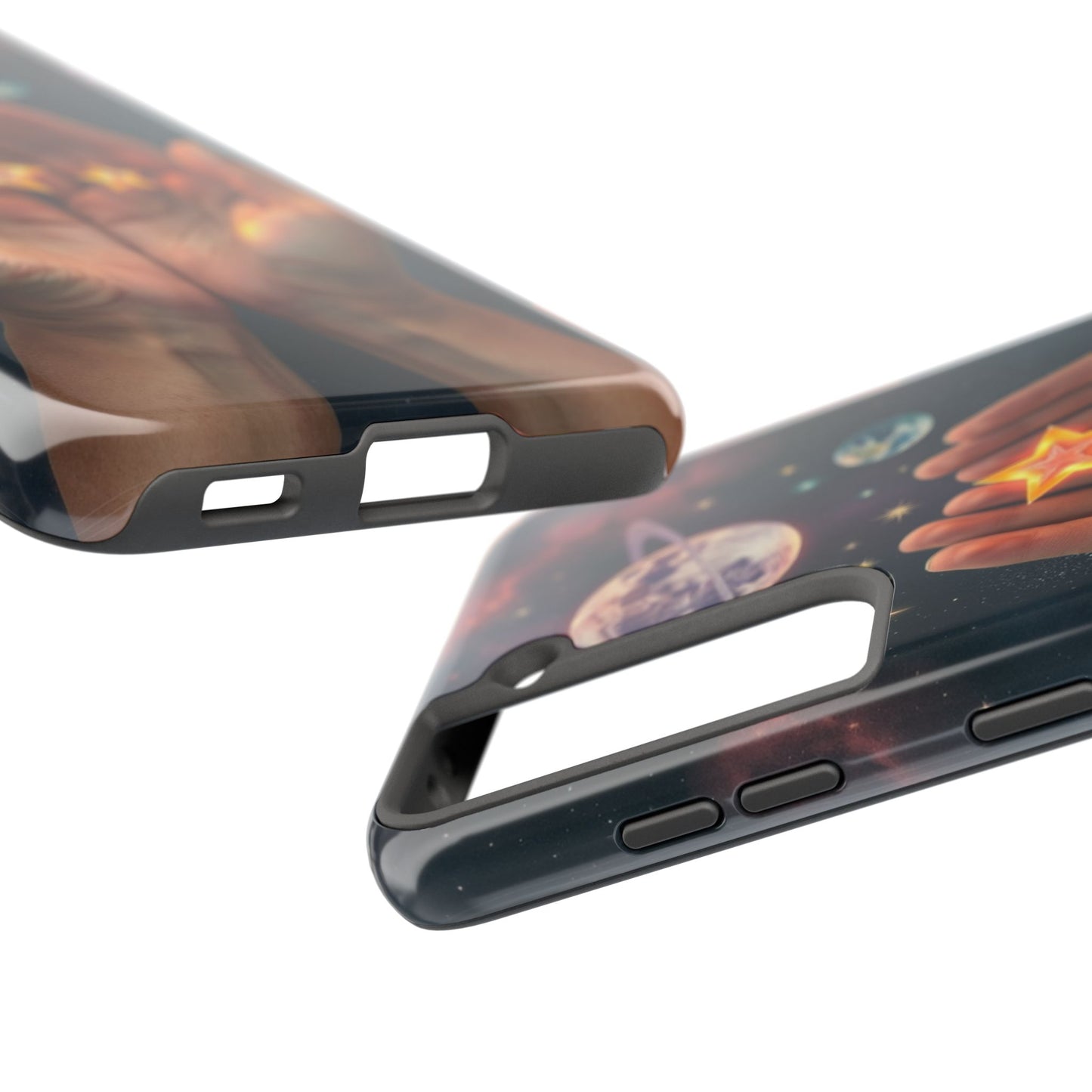 Galaxy Hands Tough Phone Case - Celestial Design for Star Lovers