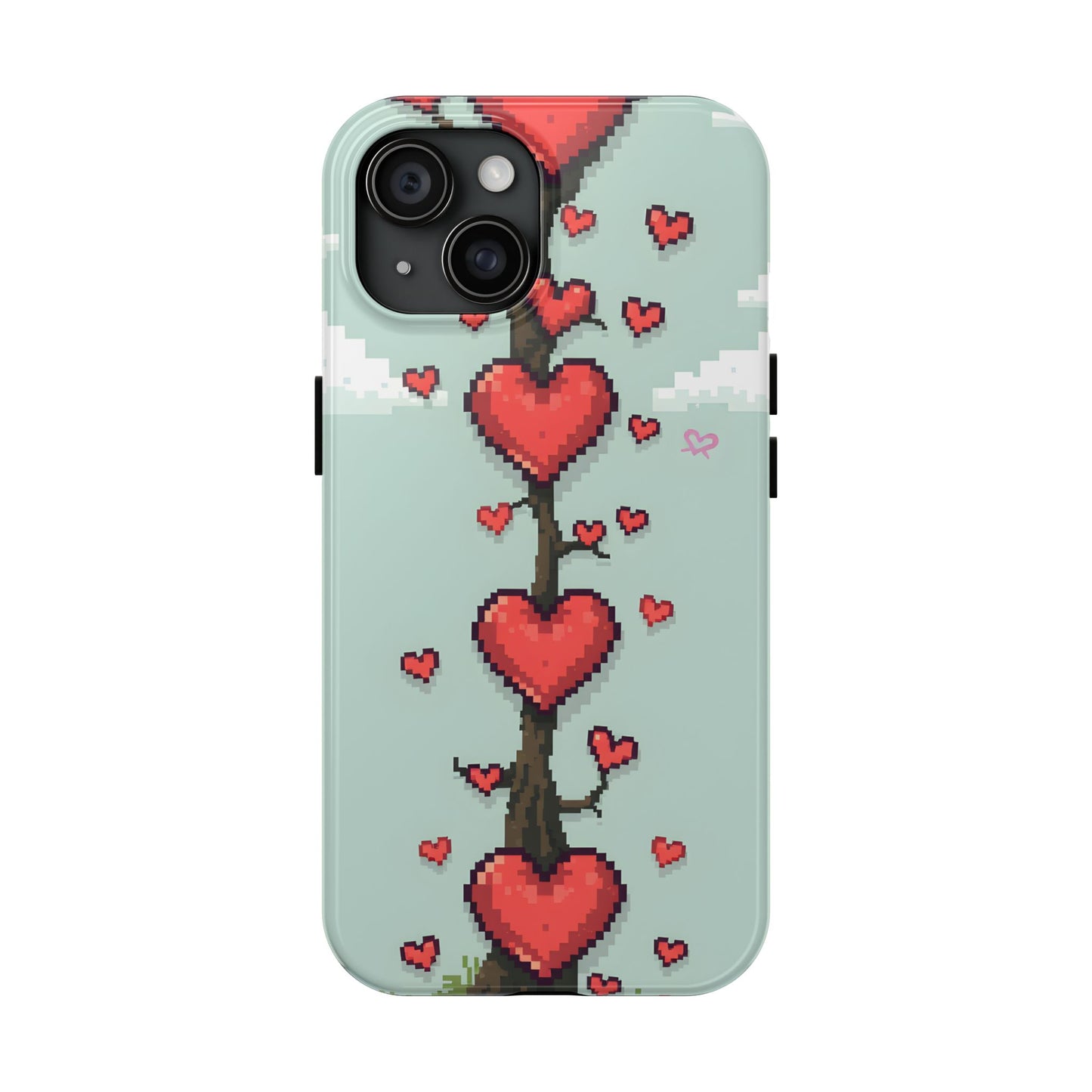 Pixelated Love Hearts Tree | Tough Phone Case - Cute Design - for iPhone