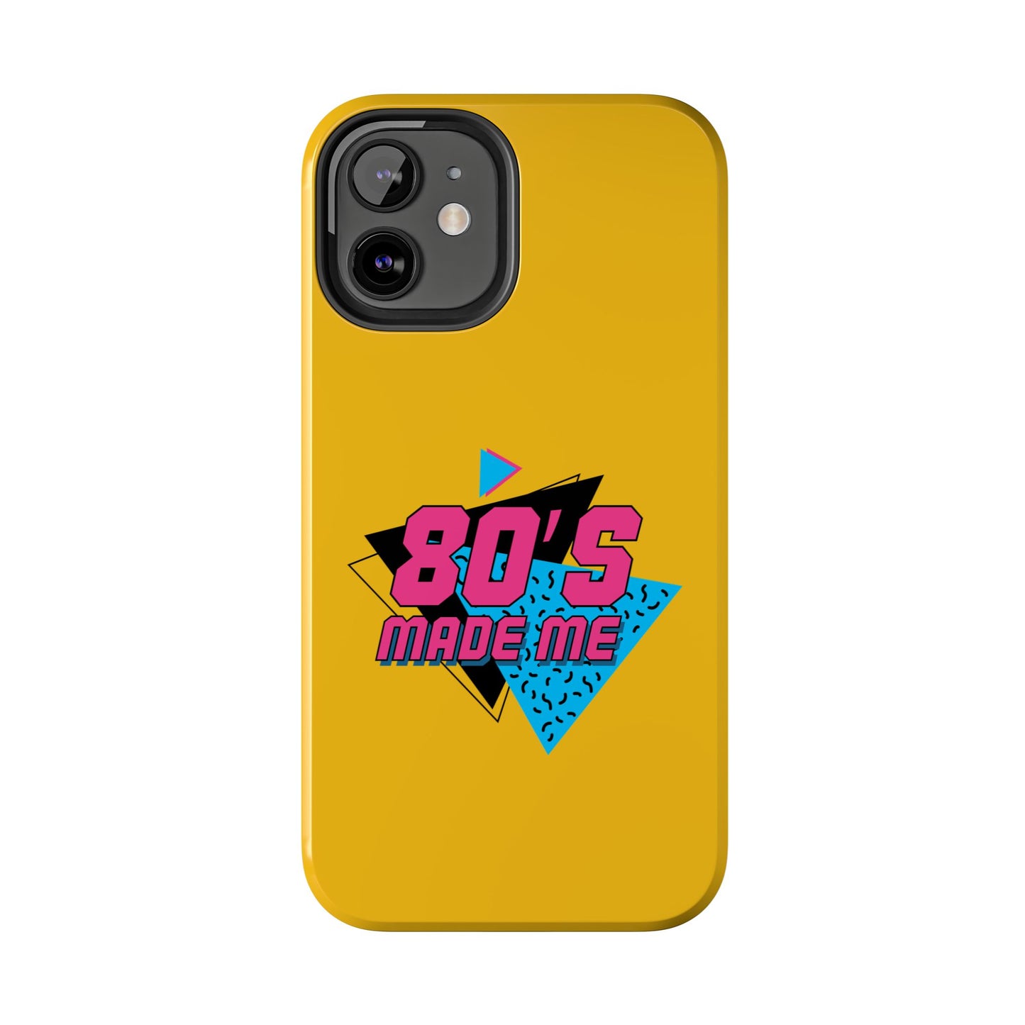 80's Made Me Tough Phone Case - Retro Yellow Silicone Cover - for iPhone